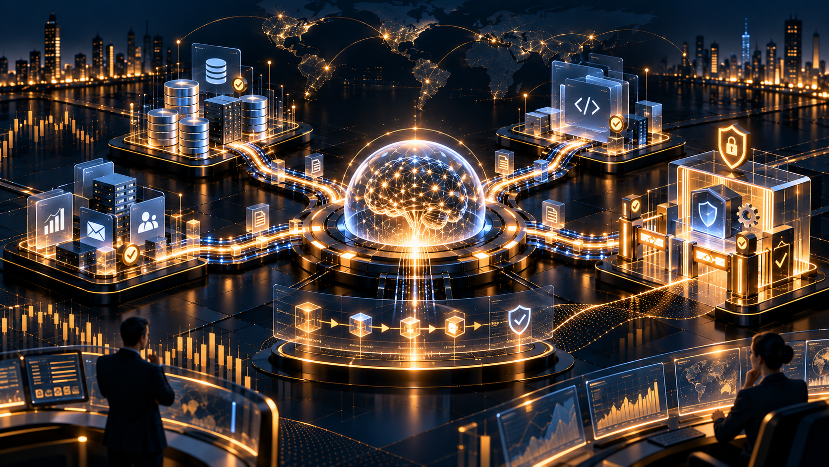 Enterprise AI agent using MCP to connect a reasoning model with approved data tools and audited actions